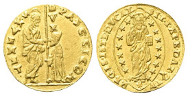VENEZIA
Pasquale Cicogna Doge LXXXVIII, 1585-1595.
Zecchino. 
Au
gr. 3,50
Dr. PASC•CICON - S•M•VENET•. San Marco stante verso s., porge il vessil...