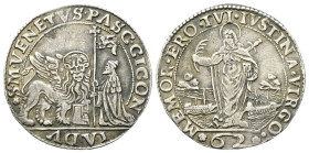 VENEZIA
Pasquale Cicogna Doge LXXXVIII, 1585-1595.
Mezzo Ducato con Santa Giustina da 62 Soldi.
Ag
gr. 13,84
Dr. *S•M•VENETVS•PASC•CICON / IA DV....