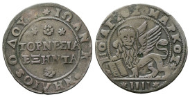 VENEZIA
Giovanni I Corner Doge XCVI, 1625-1629.
60 Tornesi o quattro Soldi per Candia
Mi
gr. 6,11
Dr. ✶✿✶/ IΩAN KOPNHΛIOSO ΔOYΞ. TOPNEΣIA / EΞHNT...