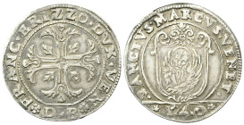 VENEZIA
Francesco Erizzo Doge XCVIII, 1631-1646.
Scudo della croce.
Ag
gr. 31,43
Dr. ✿FRANC•ERIZZO•DVX•VEN✿. Croce fogliata, con rosa al centro e...