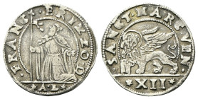 VENEZIA
Francesco Erizzo Doge XCVIII, 1631-1646.
12 Soldi.
Ag
gr. 3,61
Dr. •FRANC•ERIZZO•D. Il doge con vessillo, genuflesso verso s. e con lo sg...