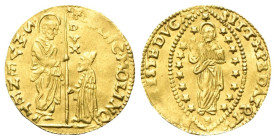VENEZIA
Francesco Molin Doge XCIX, 1646-1655.
Zecchino.
Au
gr. 3,45
Dr. FRANC•MOLINO - •S•M•VENET. San Marco stante verso s., porge il vessillo a...
