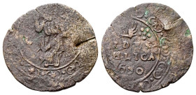 VENEZIA
Monetazione per il Regno di Candia. ﻿Zorzi Morosini Provveditore, delibera del 10 luglio 1650.
Moneta di necessità da 5 Lire detta Salvatori...