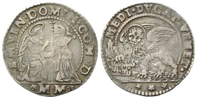 VENEZIA
Domenico Contarini Doge CIV, 1659-1675.
Mezzo Ducato nuovo o mezzo Ducatello
Ag
gr. 10,98
Dr. S•M•VEN•DOMIN•CON•D. San Marco nimbato, sed...