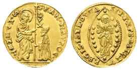 VENEZIA
Francesco Morosini Doge CVIII, 1688-1694. 
Zecchino.
Au
gr. 3,48
Dr. FRAN•MAVROC• - S•M•VENET•. San Marco stante verso s., porge il vessi...