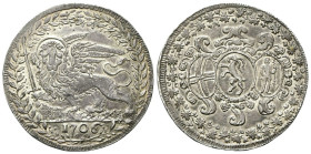 VENEZIA
Alvise II Mocenigo Doge CX, 1700-1709.
Medaglia da 6 lire per l'alleanza con il cantone dei Grigioni 1706.
Ag
gr. 26,98 mm 42,7
Dr. Anepi...