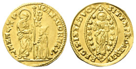 VENEZIA
Giovanni II Corner Doge CXI, 1709-1722. 
Zecchino.
Au
gr. 3,49
Dr. IOAN✶CORNEL• - S•M•VENET•. San Marco stante verso s., porge il vessill...