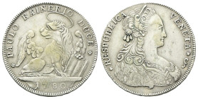 VENEZIA
Paolo Renier Doge CXIX, 1779-1789.
Mezzo Tallero 1780.
Ag
gr. 14,09
Dr. ✿PAULO RAINERIO DUCE✿. Leone alato e nimbato, seduto e volto vers...