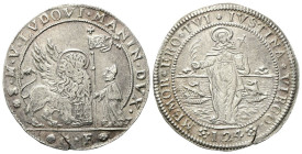 VENEZIA
Ludovico Manin Doge CXX, 1789-1797.
Ducatone con Santa Giustina da 124 Soldi
Ag
gr. 27,82
Dr. S•M•V•LVDOVI•MANIN•DVX•. Il Leone alato ver...