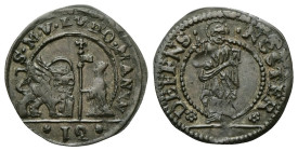 VENEZIA
Ludovico Manin Doge CXX, 1789-1797.
Soldo da 12 Bagattini.
Mi 
gr. 1,81
Dr. S•M•V•LVDO•MANIN. Il doge, inginocchiato, tiene il vessillo c...