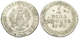 VENEZIA
Provincia Veneta. Francesco II, 1797-1805.
Lira Veneta 1802.
Mi
gr. 6,77
Dr. Aquila bicipite coronata con lo semma d’Austria entro cerchi...