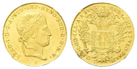 VENEZIA
Ferdinando I, Imperatore d'Austria e re del Lombardo-Veneto, 1835-1848.
Ducato 1842 V.
Au
gr. 3,49
Dr. Testa laureata a d.
Rv. Aquila bi...