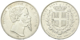 REGNO D’ITALIA
Vittorio Emanuele II, 1861-1878.
5 Lire 1861 Firenze.
Ag
Dr. Testa del sovrano col collo lungo e baffo biforcato rivolto verso d.
...