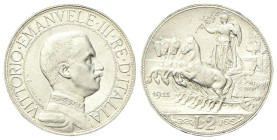 REGNO D’ITALIA
Vittorio Emanuele III, 1900-1943.
2 Lire 1911 Quadriga veloce.
Ag
gr. 10,02
Dr. Semibusto del sovrano in uniforme con il collare a...