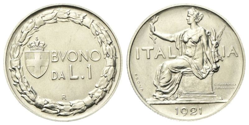 REGNO D’ITALIA
Vittorio Emanuele III, 1900-1943.
Buono da 1 Lira 1921 PROVA Ro...