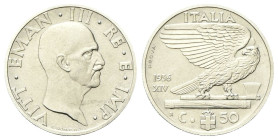 REGNO D’ITALIA
Vittorio Emanuele III, 1900-1943.
50 Centesimi 1936 PROVA a. XIV Roma, Impero.
Ni
gr. 6,08
Dr. Testa scoperta del sovrano rivolta ...