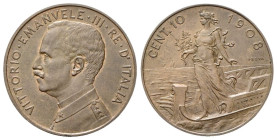 REGNO D’ITALIA
Vittorio Emanuele III, 1900-1943.
10 Centesimi 1908 PROVA Allegoria Italia.
Br
gr. 9,84
Dr. VITTORIO•EMANVELE•III•RE•D’ITALIA. Bus...