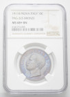 REGNO D’ITALIA
Vittorio Emanuele III, 1900-1943.
10 Centesimi 1911 PROVA Roma, Cinquantenario.
Cu
gr. 9,75
Dr. Testa scoperta del sovrano rivolta...