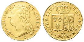 FRANCIA
Luigi XVI di Borbone, 1774-1793.
Luigi 1788 AA, zecca di Metz.
Au
gr. 7,59
Dr. LUD•XVI•D•G•FR• - ET NAV•REX. Testa a s.
Rv. CHRS•REGN•VI...