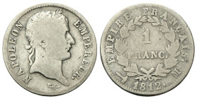 FRANCIA
Napoleone I Imperatore, 1804-1814.
Franco 1812 M, Tolosa.
Ag
gr. 4,69
Dr. Testa laureata a d.
Rv. Valore entro corona d’alloro.
KM# 692...