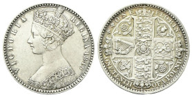 GRAN BRETAGNA
Regina Vittoria, 1837-1901.
Fiorino 1849
Ag
gr. 11,29
Dr. Busto della regina Vittoria a s., indossa la corona Tudor.
Rv. Scudi inc...