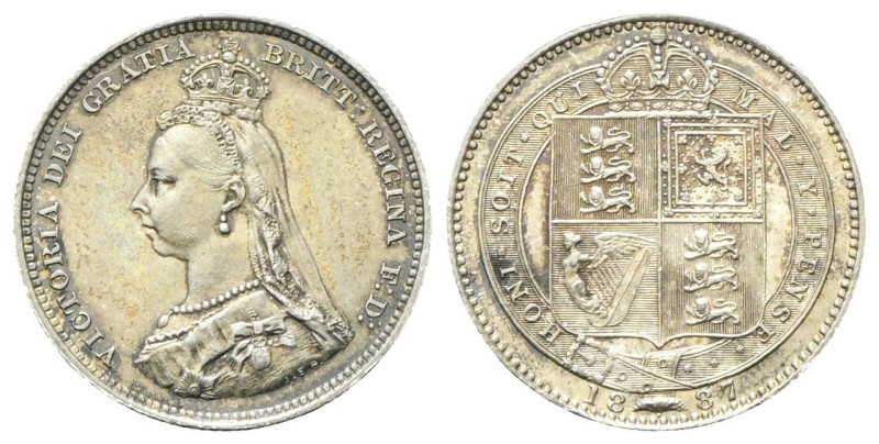 GRAN BRETAGNA
Regina Vittoria, 1837-1901.
Shilling 1887.
Ag
gr. 5,64
Dr. Te...