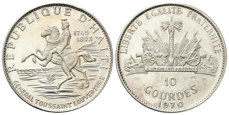 HAITI
Repubblica di Haiti, dal 1863.
10 Gourdes 1970.
Ag
gr. 46,93
Dr. Il g...