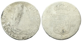 SPAGNA
Carlo IV di Spagna, 1788-1808.
4 Reales 1797 MF.
Ag
gr. 12,64
Dr. Busto laureato e corazzato a d.
Rv. Stemma coronato.
KM# 431/1.
Molto...