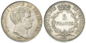 SVIZZERA
Principato di Neuchâtel. Louis Alexander Berthier, 1806-1814.
5 Franchi 181 (1813 riconio del 1836-1897).
Ag
gr. 25,58
Dr. Testa nuda a ...