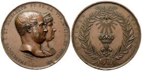 NAPOLI
Francesco I di Borbone, 1825-1830. 
Medaglia 1825 opus F. D’Andrea e A. Arnaud.
Æ
gr. 110,41 mm 61,6
Dr. FRANCISCVS I ET ELISABETH PP FF A...