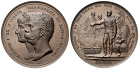 Regno d’Italia
Umberto I, 1878-1900. 
Dittico di 2 Medaglie 1878 opus F. Speranza, Sepoltura di Vittorio Emanuele II e Ascesa al Trono di Umberto I....