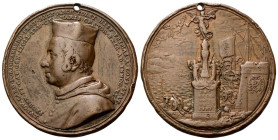 SICILIA
Ludovico Fernandez Portocarrero, 1629-1709.
Medaglia omaggio 1678 al cardinale opus G. Hamerani. 
Æ
gr. 33,11 mm 45
Dr. LVDOV CARD PORTOC...