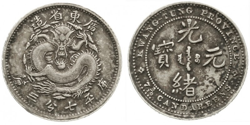 CHINA und Südostasien, China, Qing-Dynastie. De Zong, 1875-1908
10 Cents 1889 P...