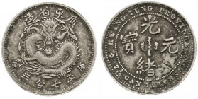 CHINA und Südostasien, China, Qing-Dynastie. De Zong, 1875-1908
10 Cents 1889 PROBE/PATTERN, Provinz Kwang-Tung. Gewichtsangabe "7 3/10 Candareens". ...