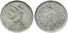 CHINA und Südostasien, China, Qing-Dynastie. De Zong, 1875-1908
Rupee o.J., geprägt 1903 Provinz Szechuan/Tibet.
sehr schön