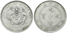 CHINA und Südostasien, China, Qing-Dynastie. De Zong, 1875-1908
Dollar, Jahr 34 = 1908 Pei Yang (Tientsin in Chihli) Kleine Jahreszahl.
sehr schön, ...