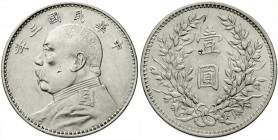 CHINA und Südostasien, China, Republik, 1912-1949
Dollar (Yuan) Jahr 3 = 1914. Präsident Yuan Shih-kai.
sehr schön, Druckstellen