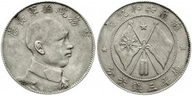CHINA und Südostasien, China, Republik, 1912-1949
1/2 Dollar (1/2 Yuan) o.J. (1916). Provinz Yunnan. General Tang Chi Yao rechts.
sehr schön, selten...