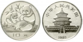 CHINA und Südostasien, China, Volksrepublik, seit 1949
10 Yuan Panda 1983. Zwei Pandas/Tempel des Himmels. Gekapselt.
Polierte Platte, selten