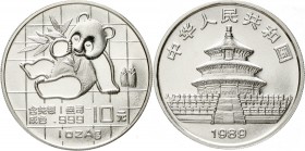 CHINA und Südostasien, China, Volksrepublik, seit 1949
10 Yuan Panda 1989. Panda mit Bambuszweig. In Kapsel.
Stempelglanz