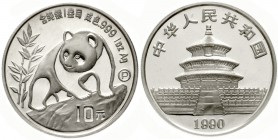 CHINA und Südostasien, China, Volksrepublik, seit 1949
10 Yuan Panda 1990. Panda beim Besteigen eines Felsens. Mit Beizeichen P, in Folie (eine Stell...