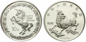 CHINA und Südostasien, China, Volksrepublik, seit 1949
10 Yuan Silber 1996 Chinesisches Einhorn/Einhorn in der Levade. Gekapselt, eingeschweißt.
Pol...