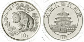 CHINA und Südostasien, China, Volksrepublik, seit 1949
10 Yuan Panda 1997. Panda nach links im Wald. Small Date. Verschweißt (Folie beschriftet),
St...