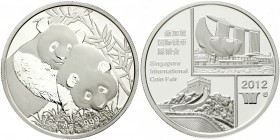 CHINA und Südostasien, China, Volksrepublik, seit 1949
1 Unze Silbermedaille 2012. Singapore International Coin Fair. 40 mm, 999er Silber. Mit Zertif...