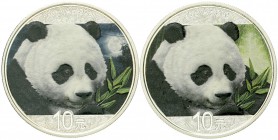 CHINA und Südostasien, China, Volksrepublik, seit 1949
Panda-Satz Night & Day 2018. 2 X 10 Yuan Panda. Je 1 Unze Silber mit Farbapplikation. Mit Zert...