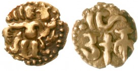 CHINA und Südostasien, Ceylon, Rajadhiraja Chola, 1018-1052
Aka (1/8 Kahavanhu) GOLD. 0,52 g.
sehr schön