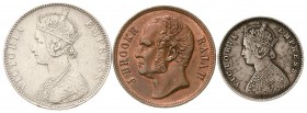 CHINA und Südostasien, Indien, Victoria, 1837-1901
3 Stück: 1/2 Rupie 1877, Rupie 1897. Dazu Malaysia, Sarawak, Cent 1863 J. Brooke Rajah.
sehr schö...