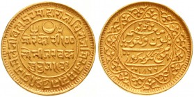 CHINA und Südostasien, Indien-Kutch, Pragmalji, 1860-1875 (VS 1917-1932)
100 Kori GOLD 1866. 18,70 g.
vorzüglich, Randfehler