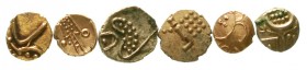 CHINA und Südostasien, Indien-Travankur
6 Stück: 4 X Fanam GOLD, 2 X Fanam Silber. vorzüglich