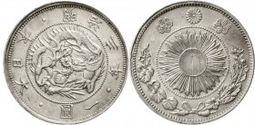 CHINA und Südostasien, Japan, Mutsuhito (Meiji), 1868-1912
Yen Jahr 3 = 1870. Mit japanischem Zertifikat der JNDA.
fast Stempelglanz, prägebedingte ...